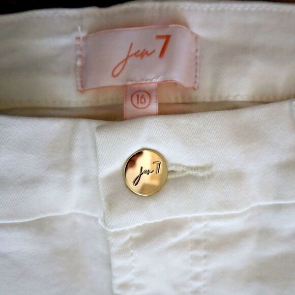 Jen 7 Women's Sz 16 White High Waist Chew Hem Crop Ankle Straight Jeans $109 - Picture 4 of 10
